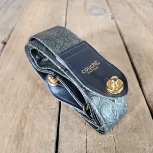 Couch Embossed Leather Guitar Strap with gold Schaller Straplocks
