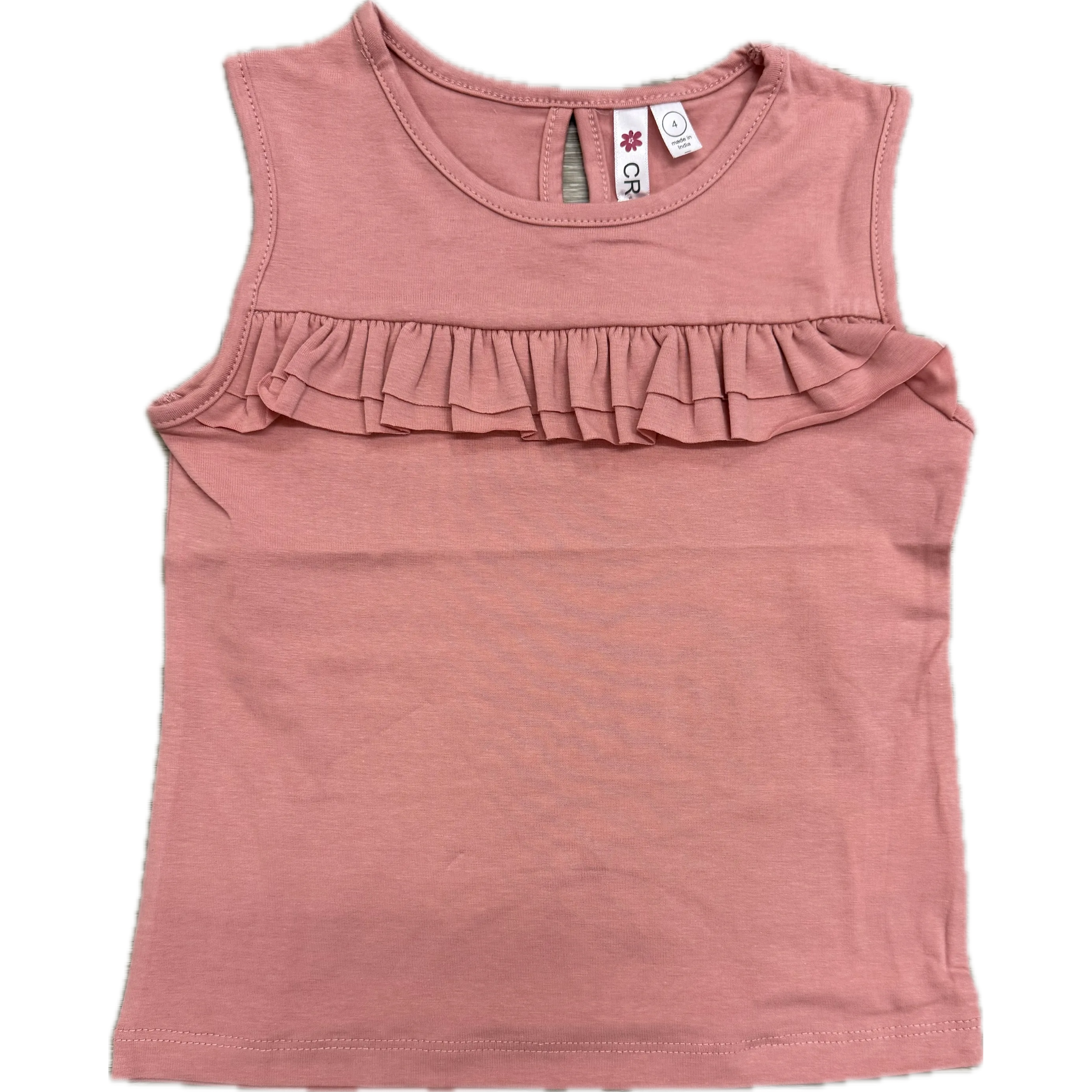 CR Sports Girls Knit Ruffle Trim Tank Top