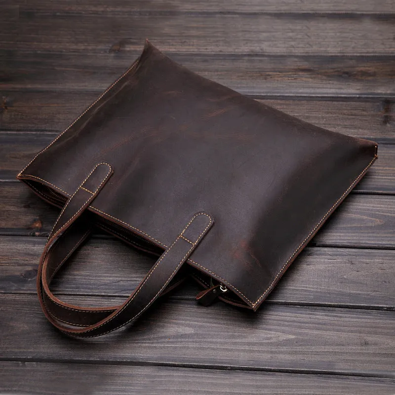 Crazy Horse Leather Business Leather Briefcase Cowhide Messenger Bag