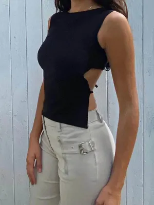 Crop Top Aura™ | Women's Backless Slim Solid Sleeveless Tank | Lightweight Fabric, Mock Neck Design, Summer Essential