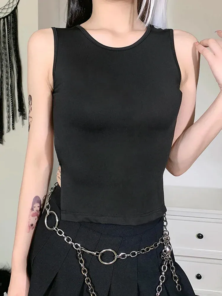 Crop Top Aura™ | Women's Backless Slim Solid Sleeveless Tank | Lightweight Fabric, Mock Neck Design, Summer Essential