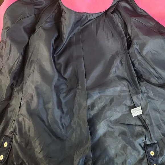 Crown and Ivy Petite Womens M Quilted Jacket Snap Front Pink Navy Blue NEW