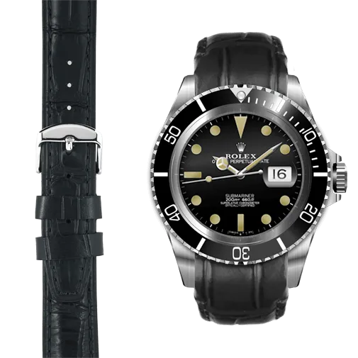 Curved End Leather Strap for Rolex Submariner with Tang Buckle