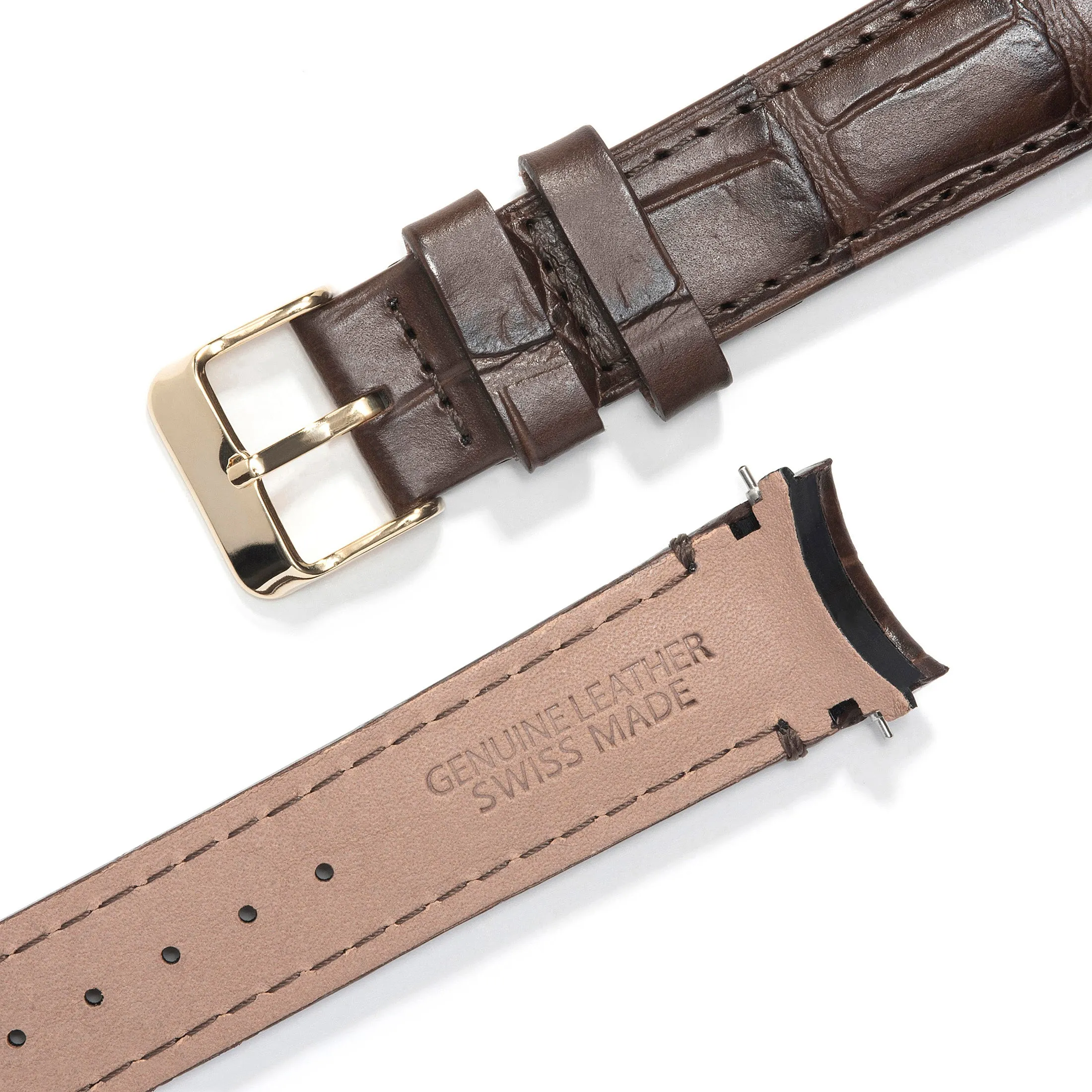 Curved End Leather Strap for Rolex Submariner with Tang Buckle