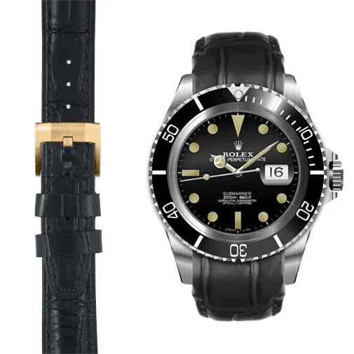 Curved End Leather Strap for Rolex Submariner with Tang Buckle