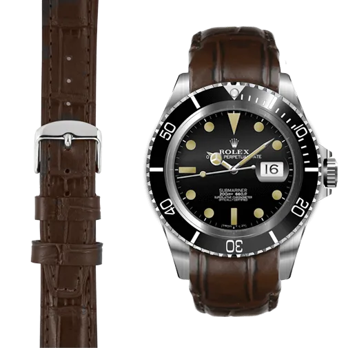 Curved End Leather Strap for Rolex Submariner with Tang Buckle