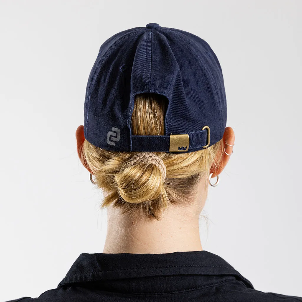 Curved Vintage Strapback Peak Cap (Navy)