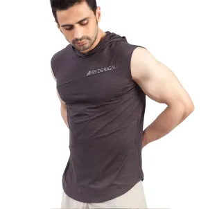 Cutsleeve Gym T-Shirt Hoodie For Men (Dark Brown)