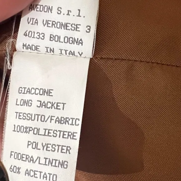 DELLE CELLE Italian Giaccone Quilted Long Jacket Size L