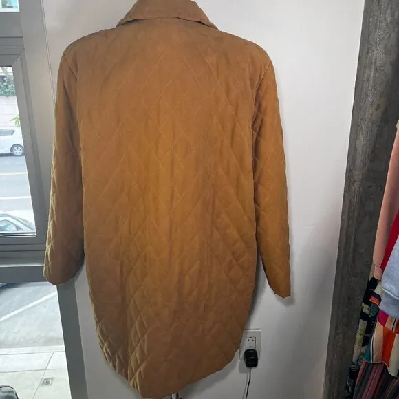 DELLE CELLE Italian Giaccone Quilted Long Jacket Size L