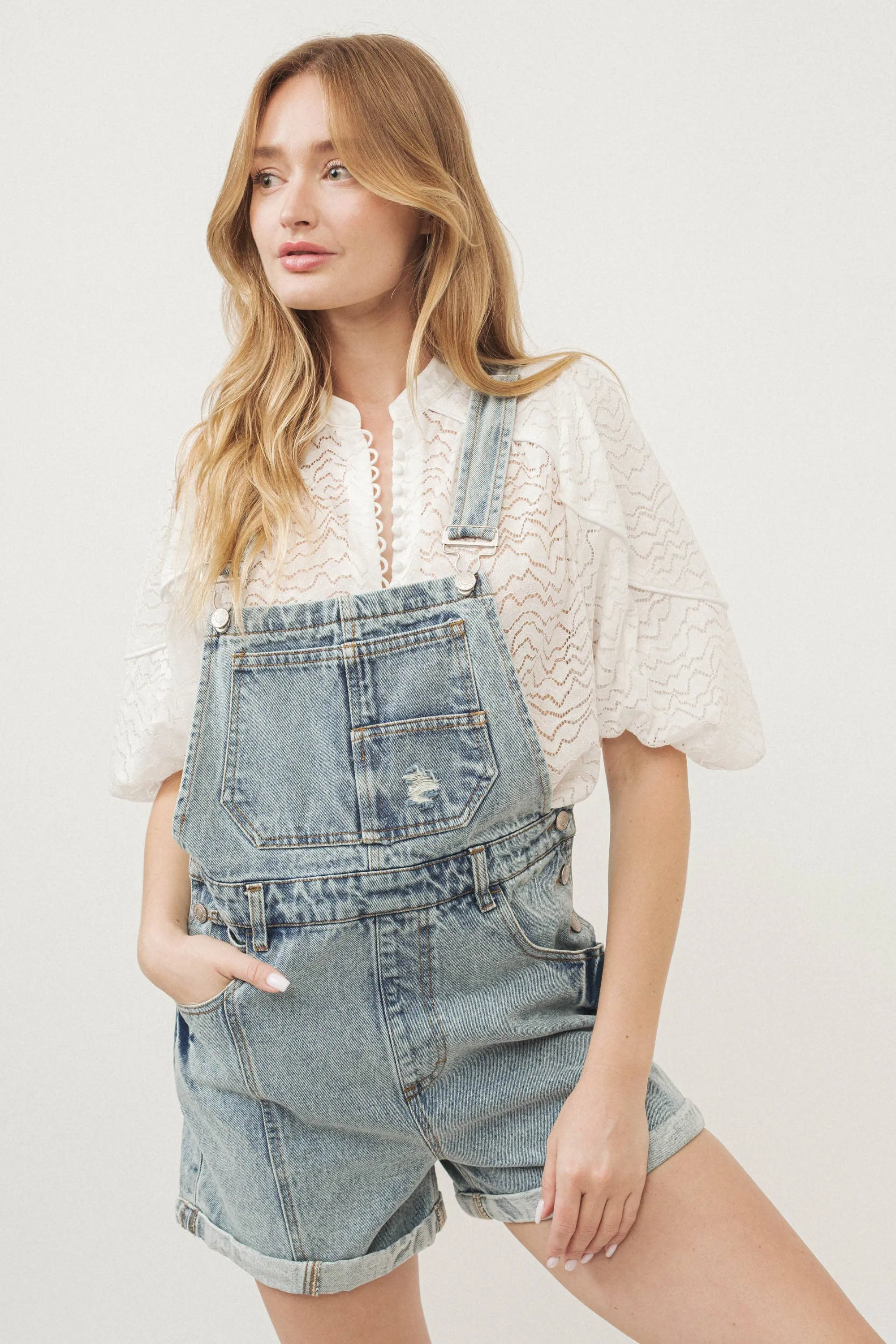 Denim Overall Shorts
