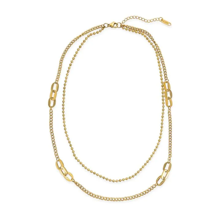 Double Chain Necklace in Gold S7N007G