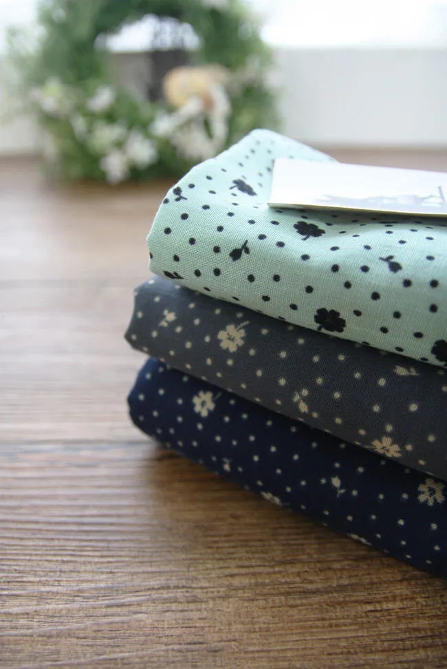 Double Gauze Fabric, Clovers Gauze Fabric, Polka Dots Gauze Fabric - Mint, Gray or Navy- 56" Wide - By the Yard /91759