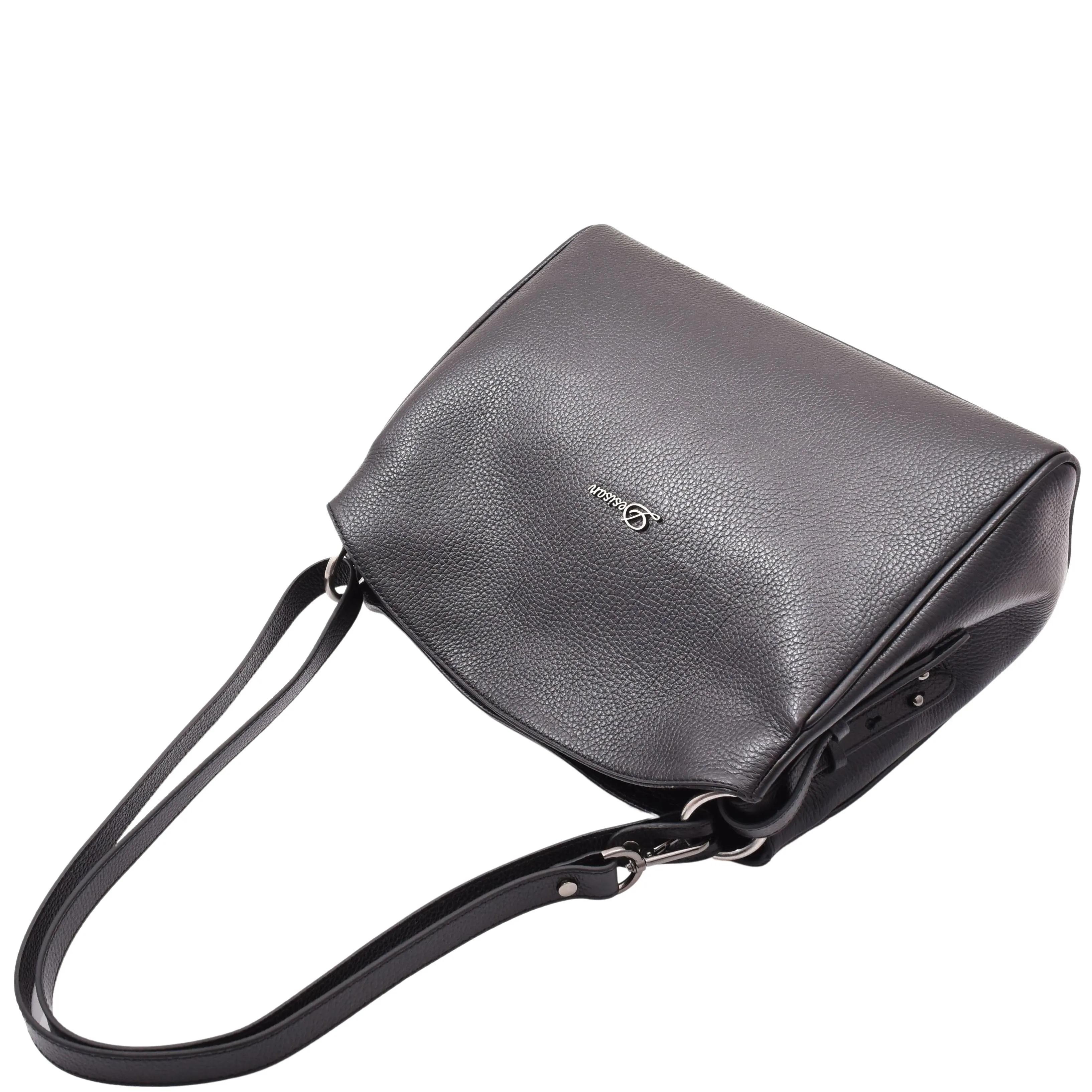 DR616 Women's Magnetic Snap Closure Leather Hobo Bag Black