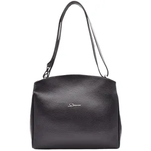 DR616 Women's Magnetic Snap Closure Leather Hobo Bag Black