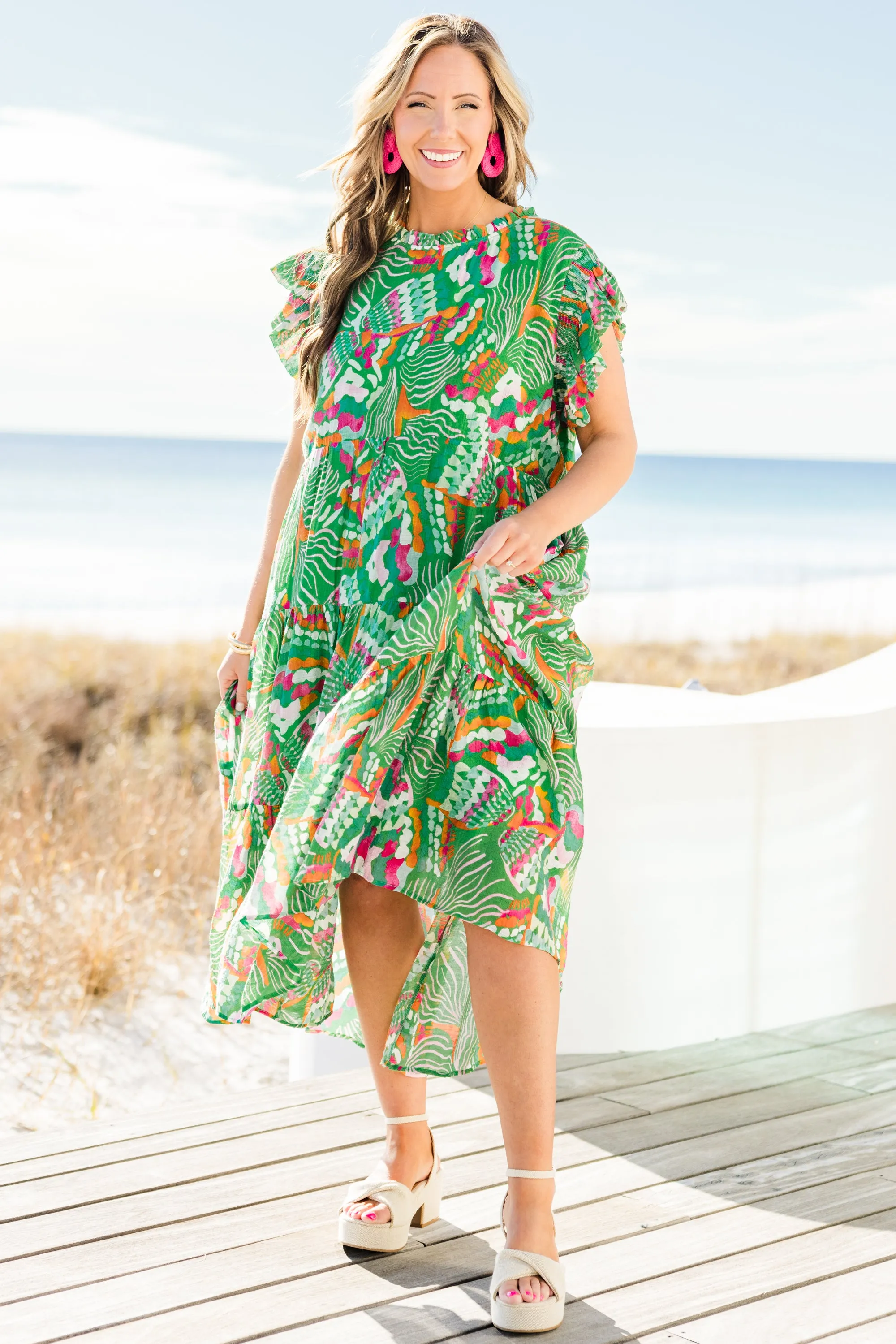 Drifting Directions Dress, Green