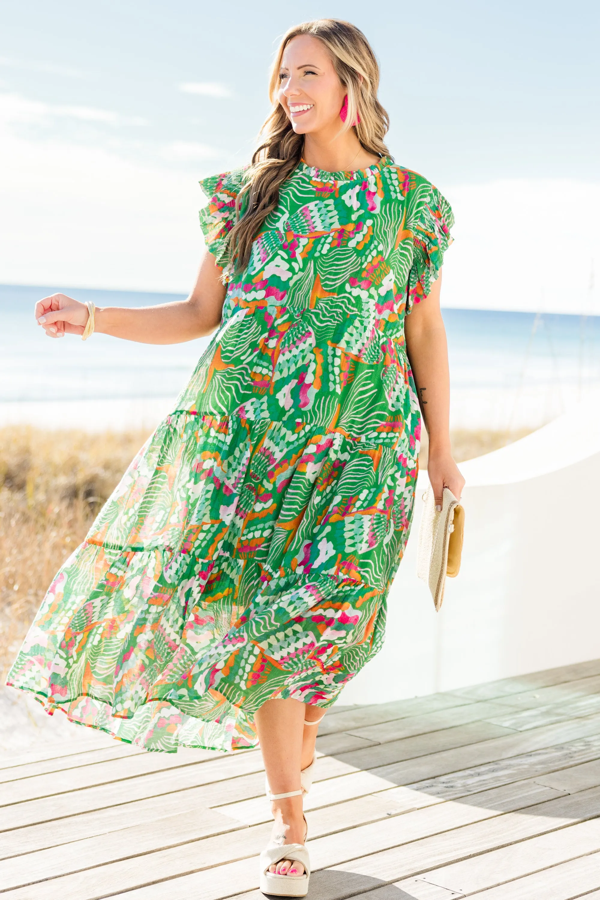 Drifting Directions Dress, Green
