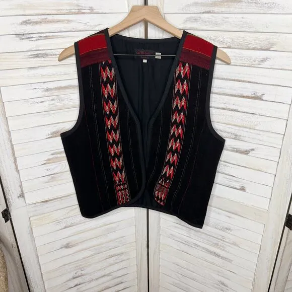 EARTH TONES SANTA FE VINTAGE Handmade M Bolivian Wool Embroidered Vest Western