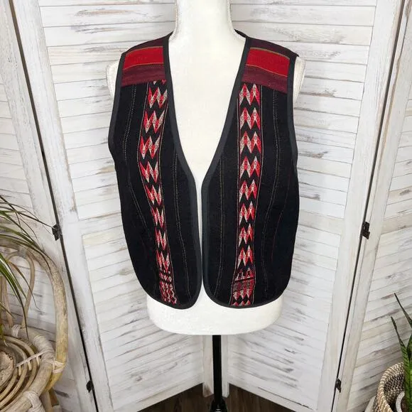 EARTH TONES SANTA FE VINTAGE Handmade M Bolivian Wool Embroidered Vest Western