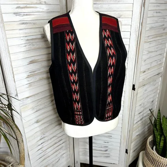 EARTH TONES SANTA FE VINTAGE Handmade M Bolivian Wool Embroidered Vest Western