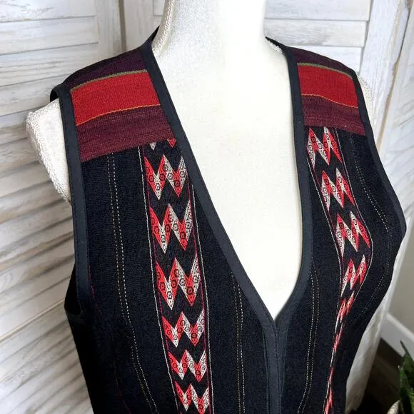 EARTH TONES SANTA FE VINTAGE Handmade M Bolivian Wool Embroidered Vest Western