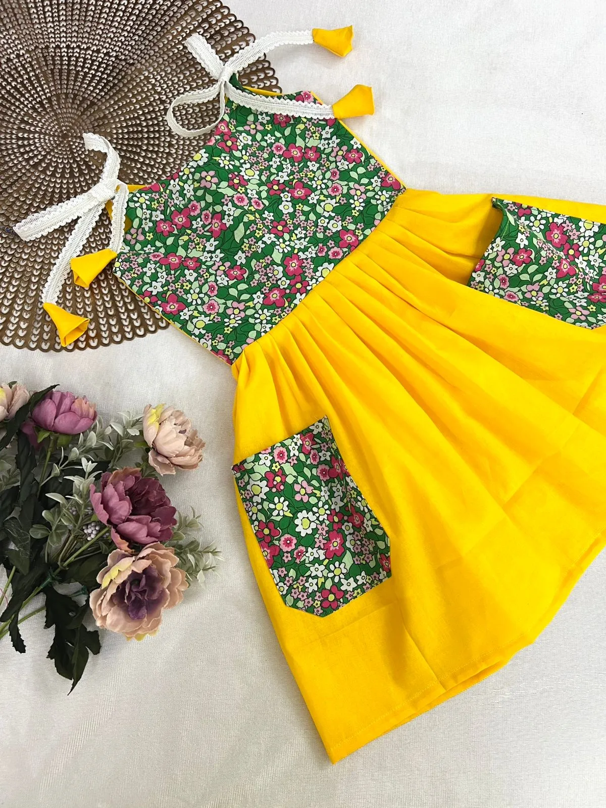 EMILY YELLOW KNOTED POCKET FROCK