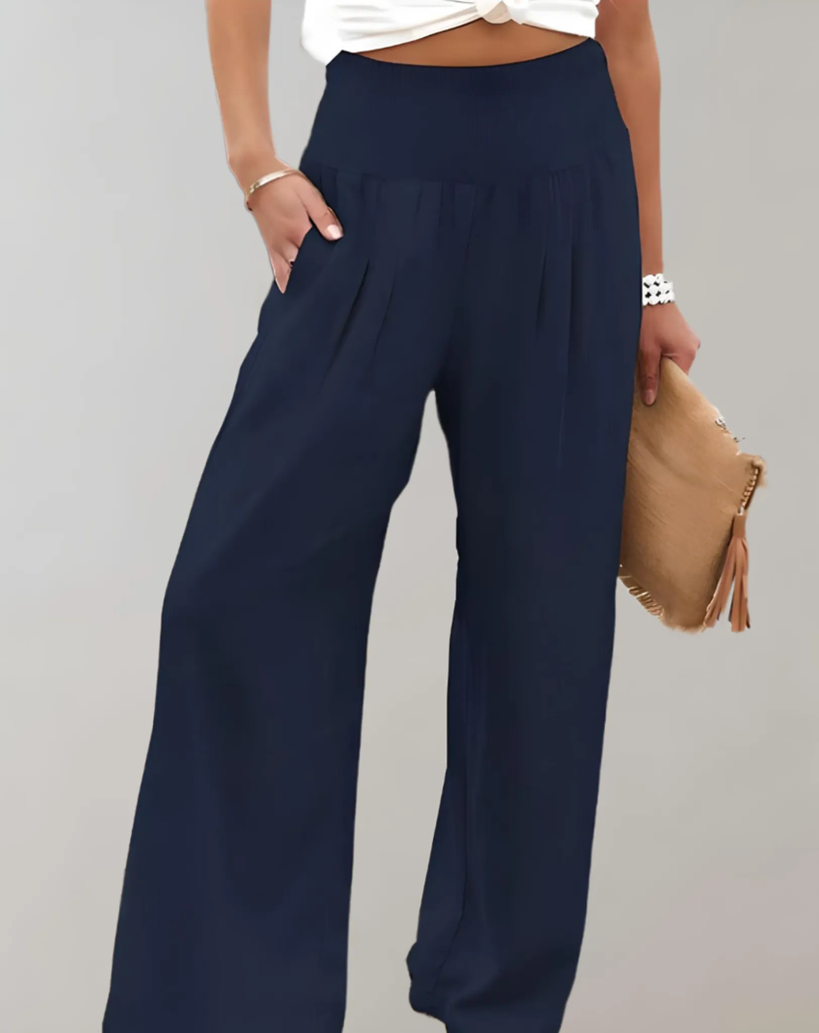 Erica | Wide Pleat Pants | Elegant Casual Style | Lightweight Fabric