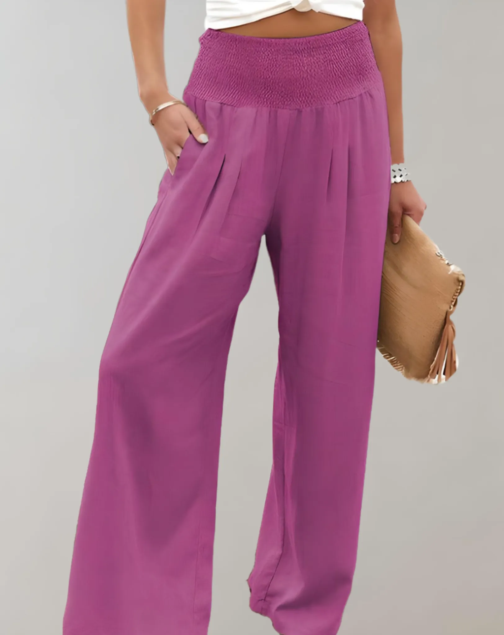 Erica | Wide Pleat Pants | Elegant Casual Style | Lightweight Fabric