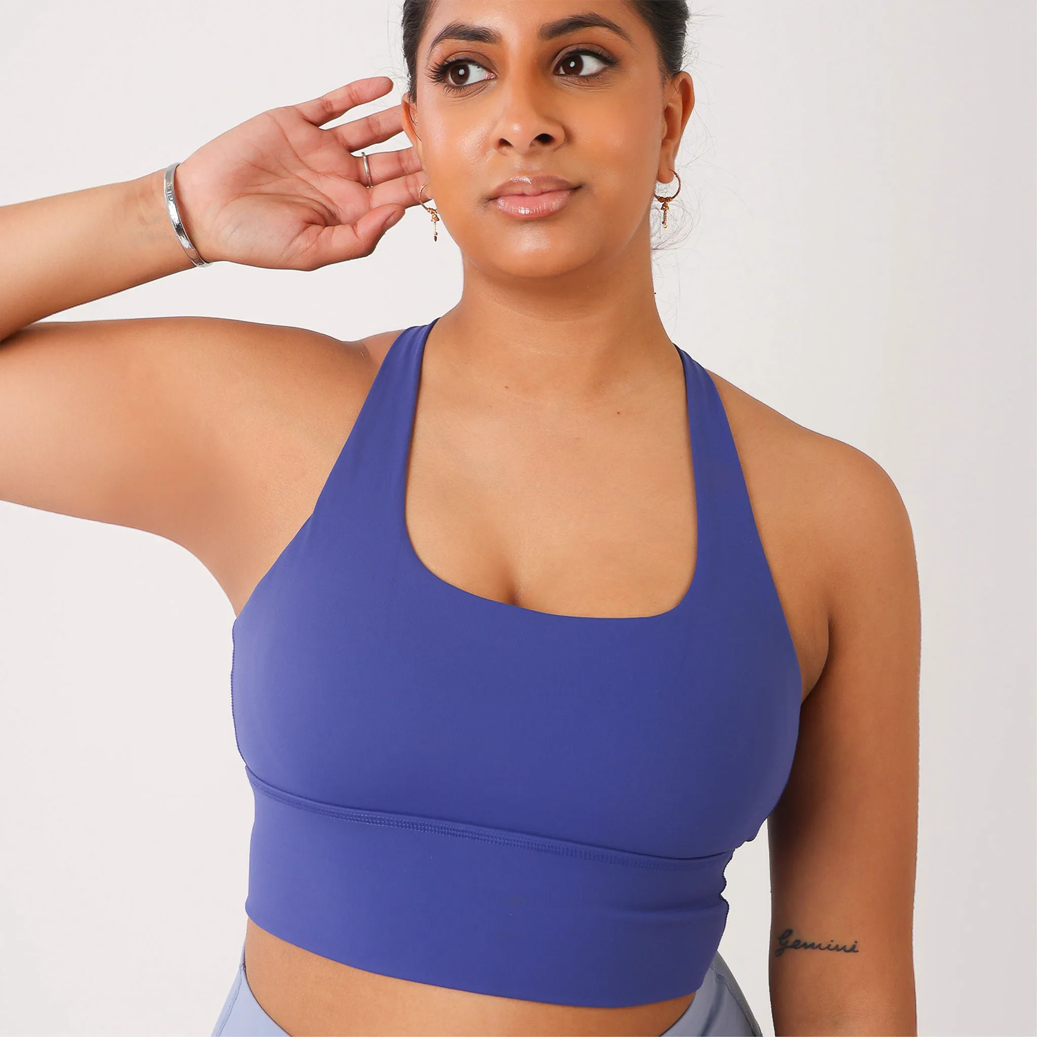 Evolve blueberry Criss Cross Sports Bra