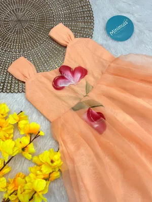 F30 BUBBLY BLOSSOM PEACH ORGANZA FROCK