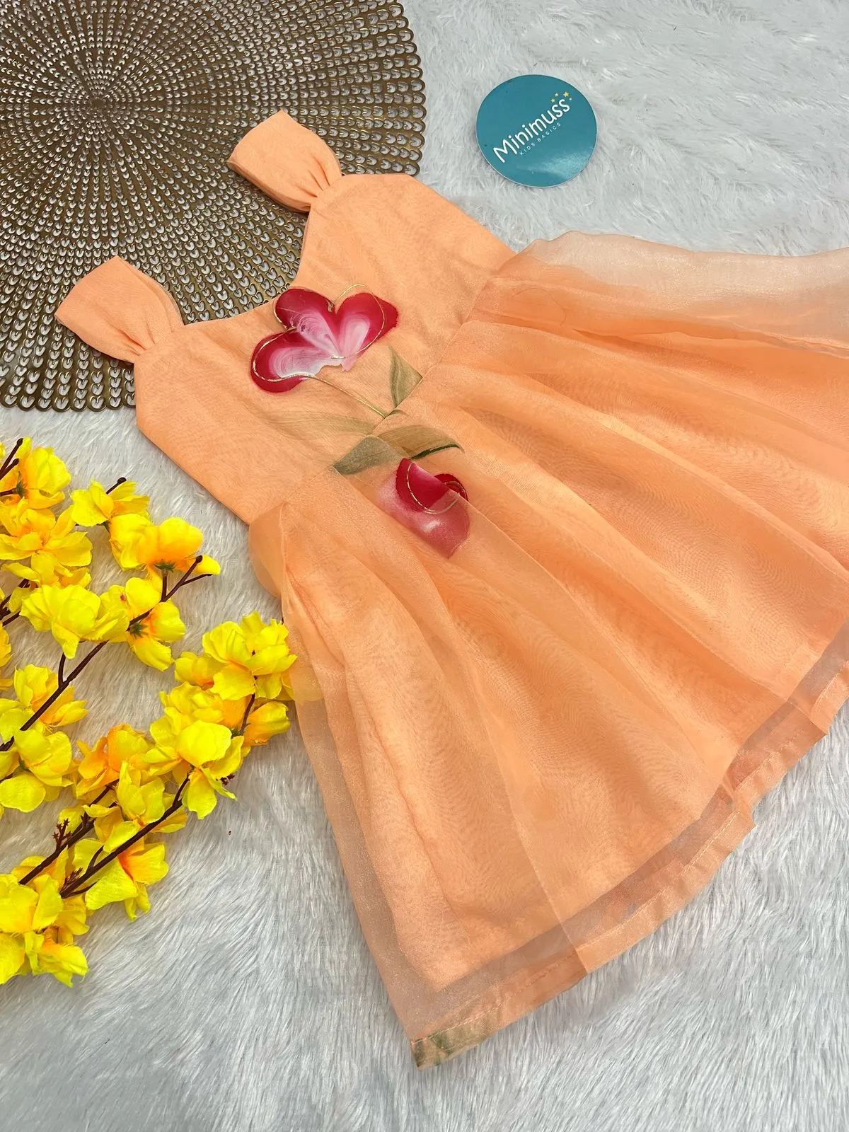 F30 BUBBLY BLOSSOM PEACH ORGANZA FROCK