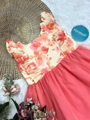 FAIRYTALE- F07 PEACH FLORAL FROCK
