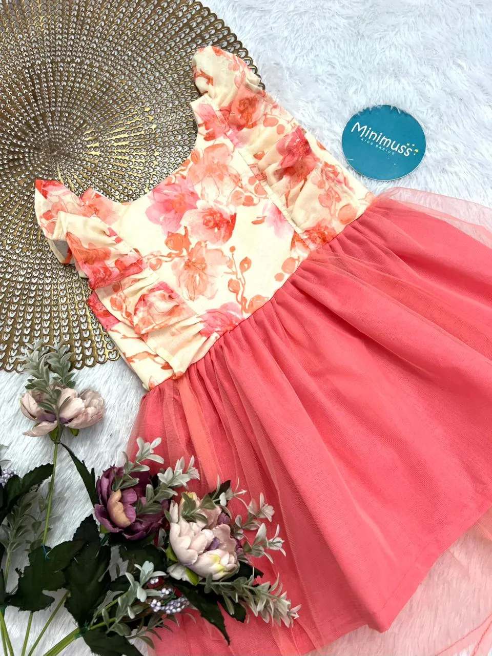 FAIRYTALE- F07 PEACH FLORAL FROCK