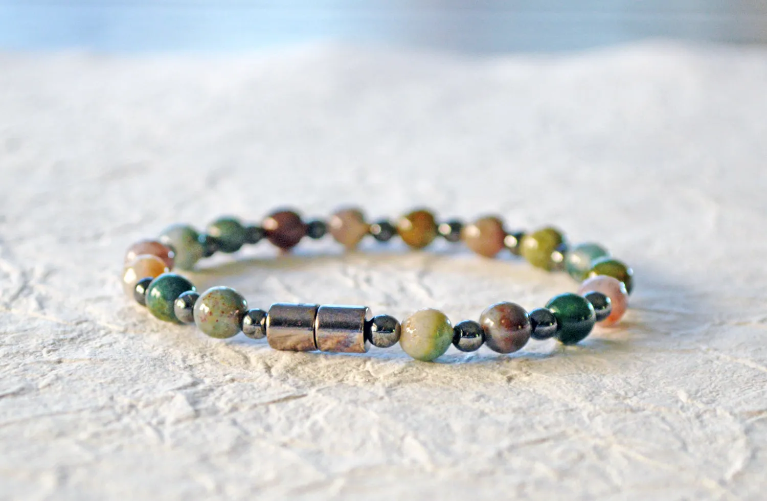 Fancy Jasper and Hematite Magnetic Bracelet