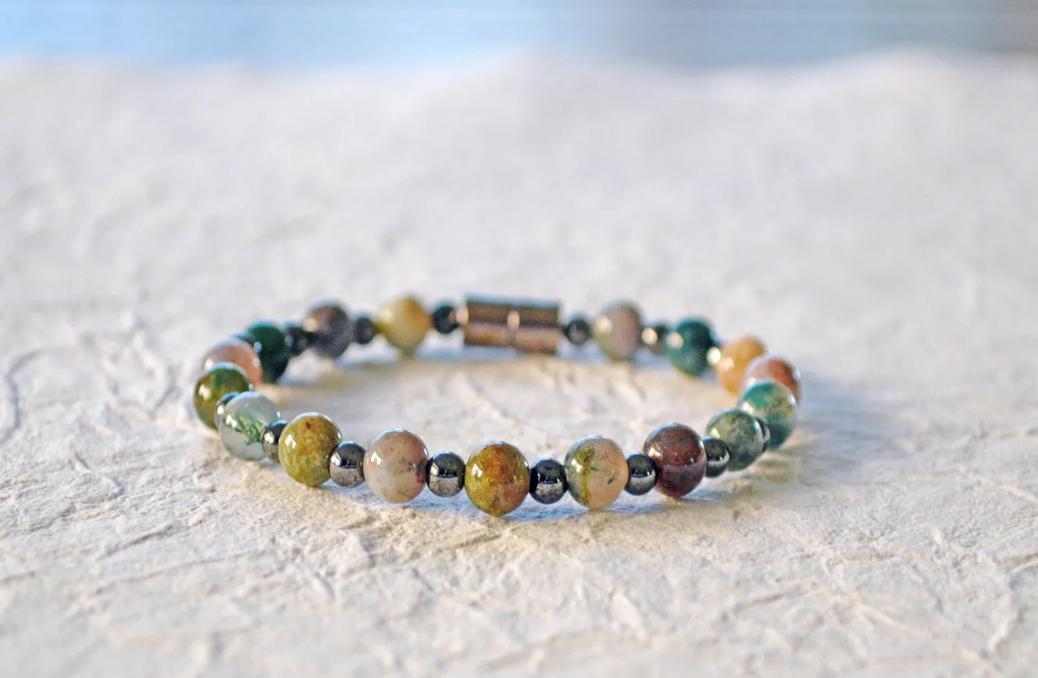 Fancy Jasper and Hematite Magnetic Bracelet