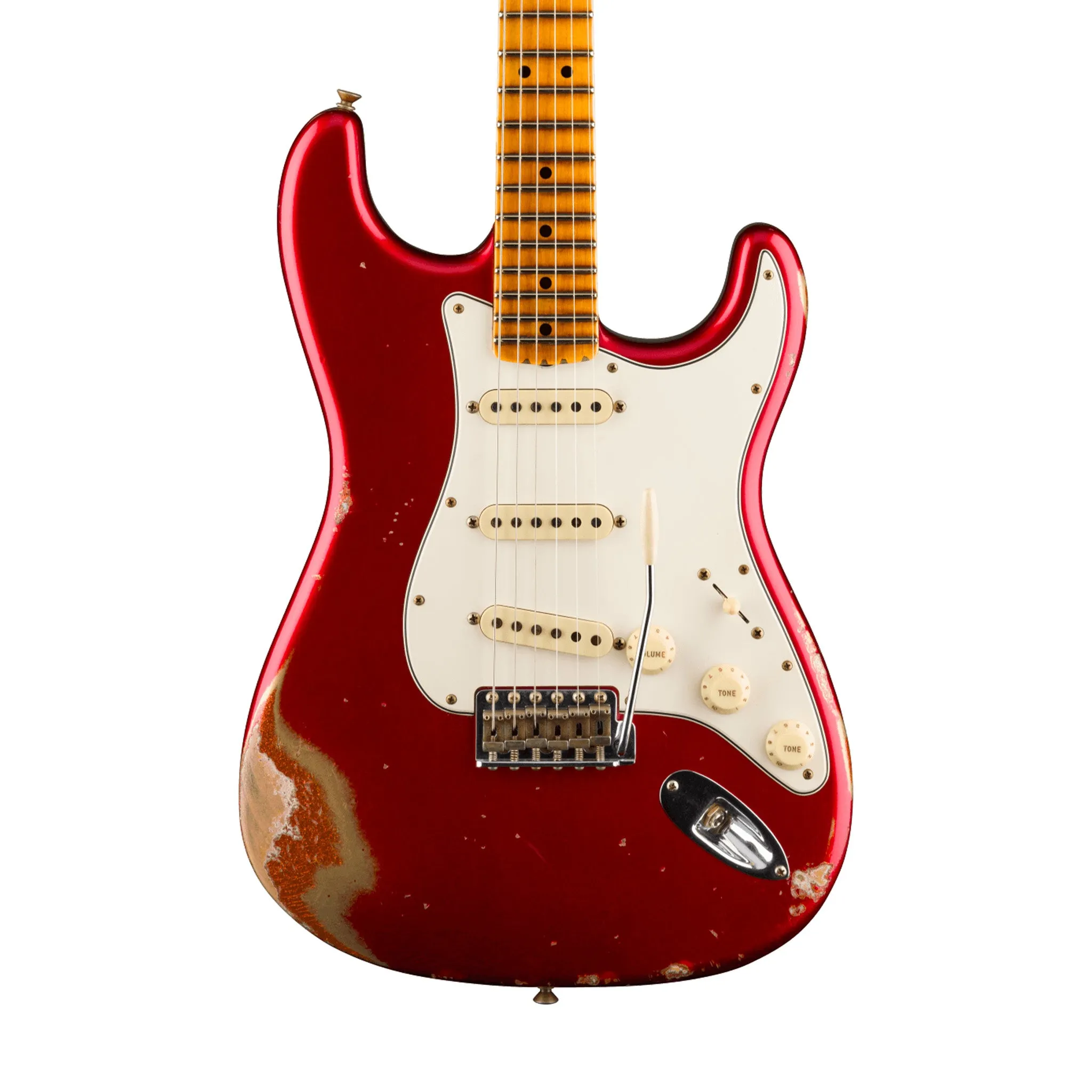 Fender Custom Shop Fat 1964 Stratocaster Relic, Flame Maple FB, Aged Candy Apple Red/Orange Sparkle