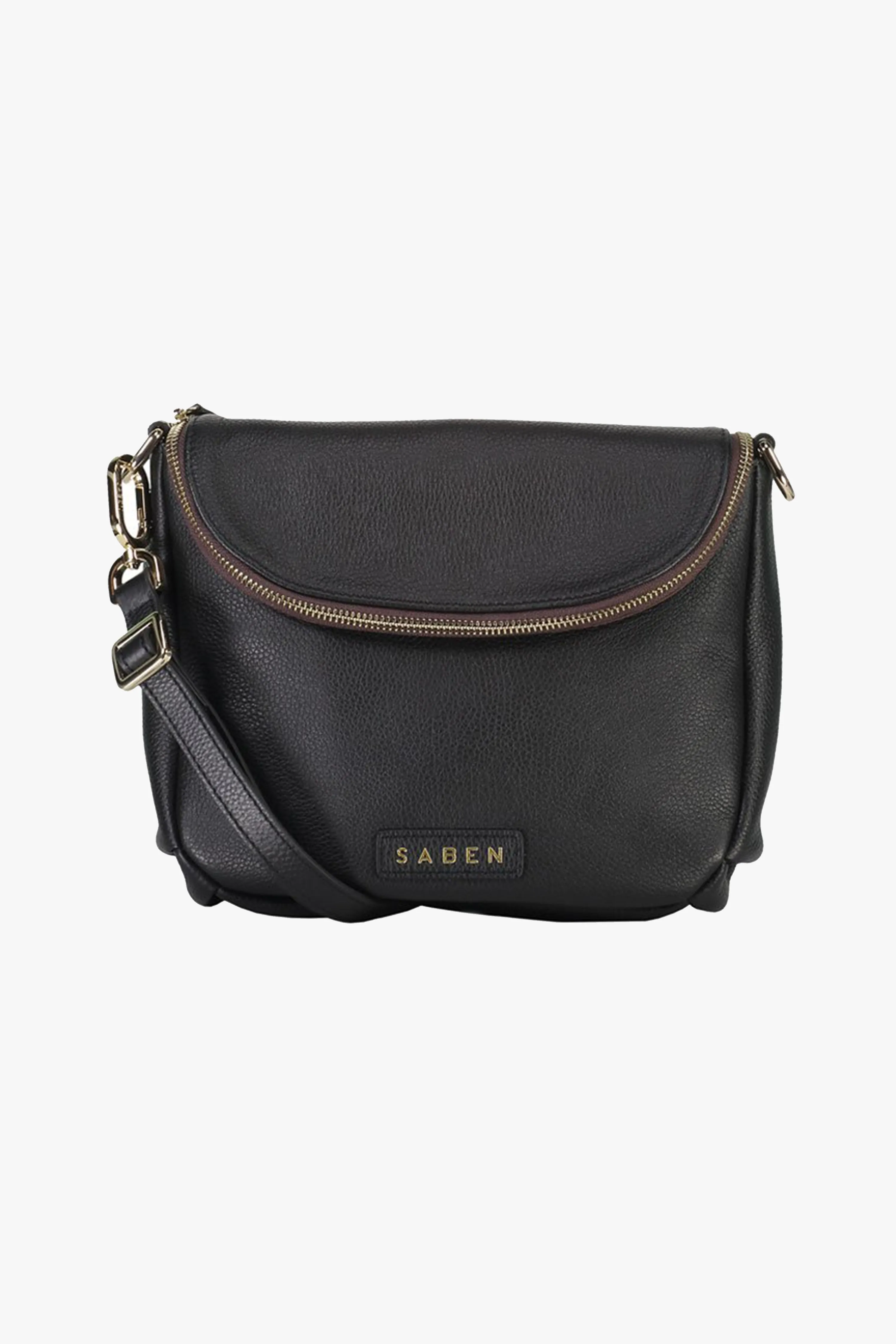 FiFi Black Fold Over Leather Shoulder Bag