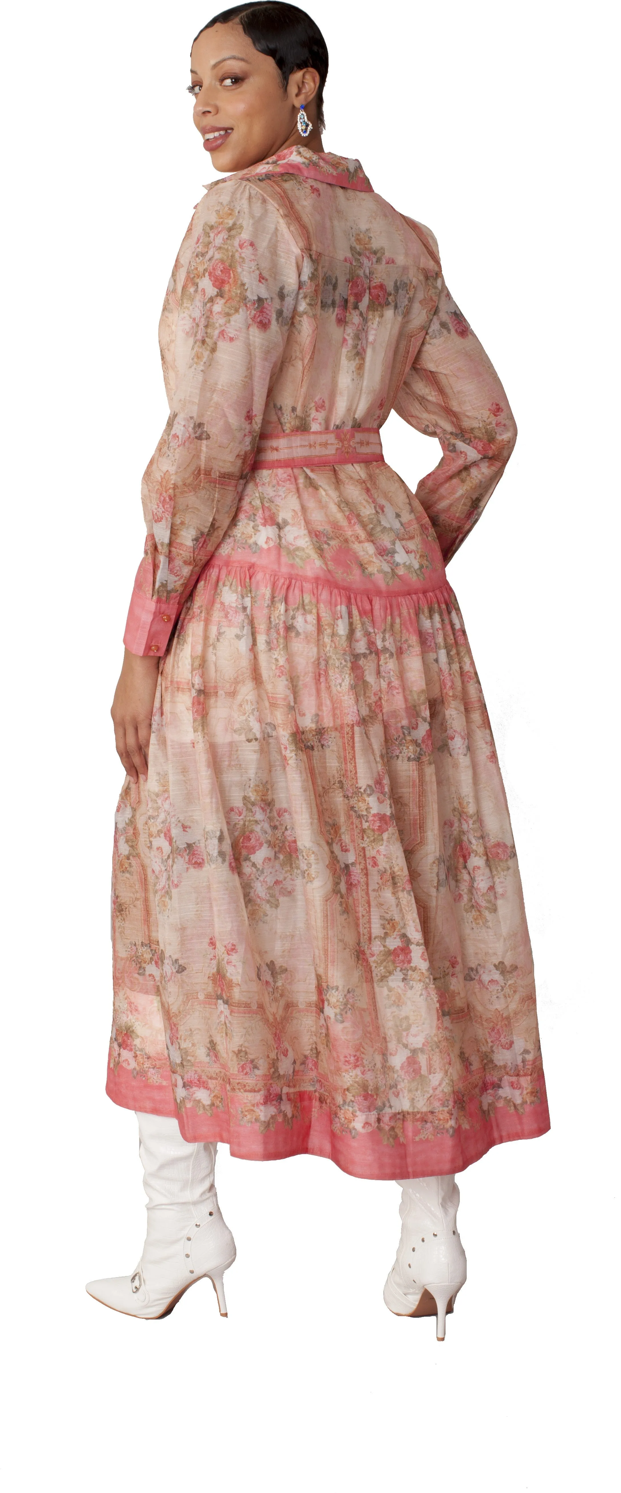 Floral Print Shirt Dress - 82507