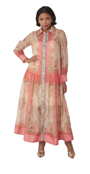 Floral Print Shirt Dress - 82507