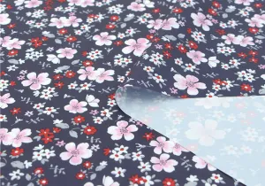 Flowers Waterproof Fabric Floral Print, Navy - By the Yard 73537 GJ