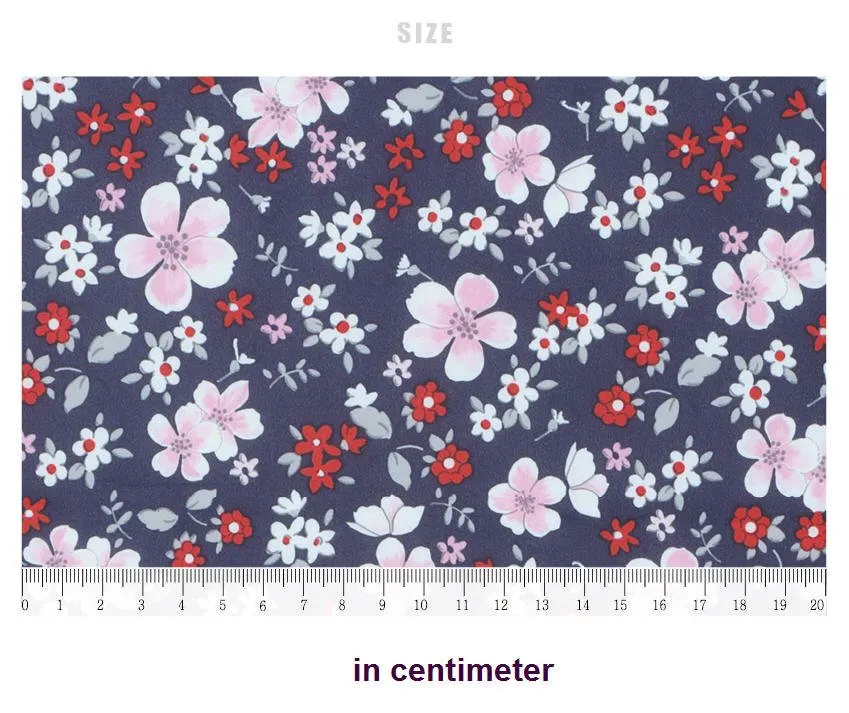 Flowers Waterproof Fabric Floral Print, Navy - By the Yard 73537 GJ
