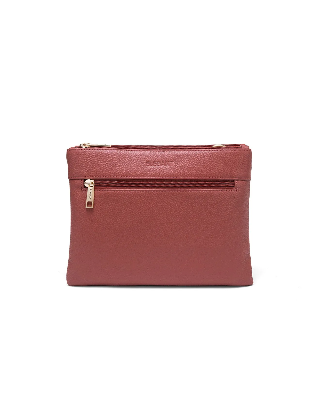 FLYNN LEATHER CROSS BODY BAG-E1-0832-BRICK- SALE