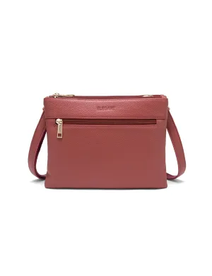 FLYNN LEATHER CROSS BODY BAG-E1-0832-BRICK- SALE