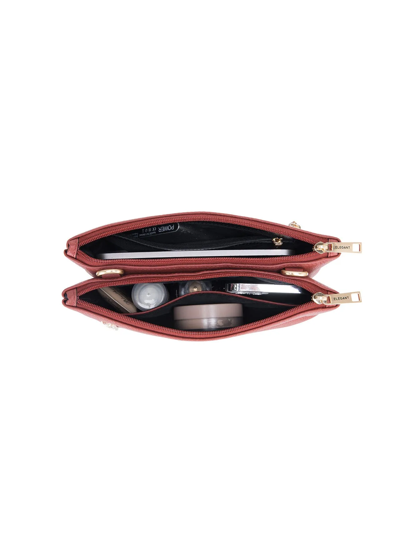 FLYNN LEATHER CROSS BODY BAG-E1-0832-BRICK- SALE