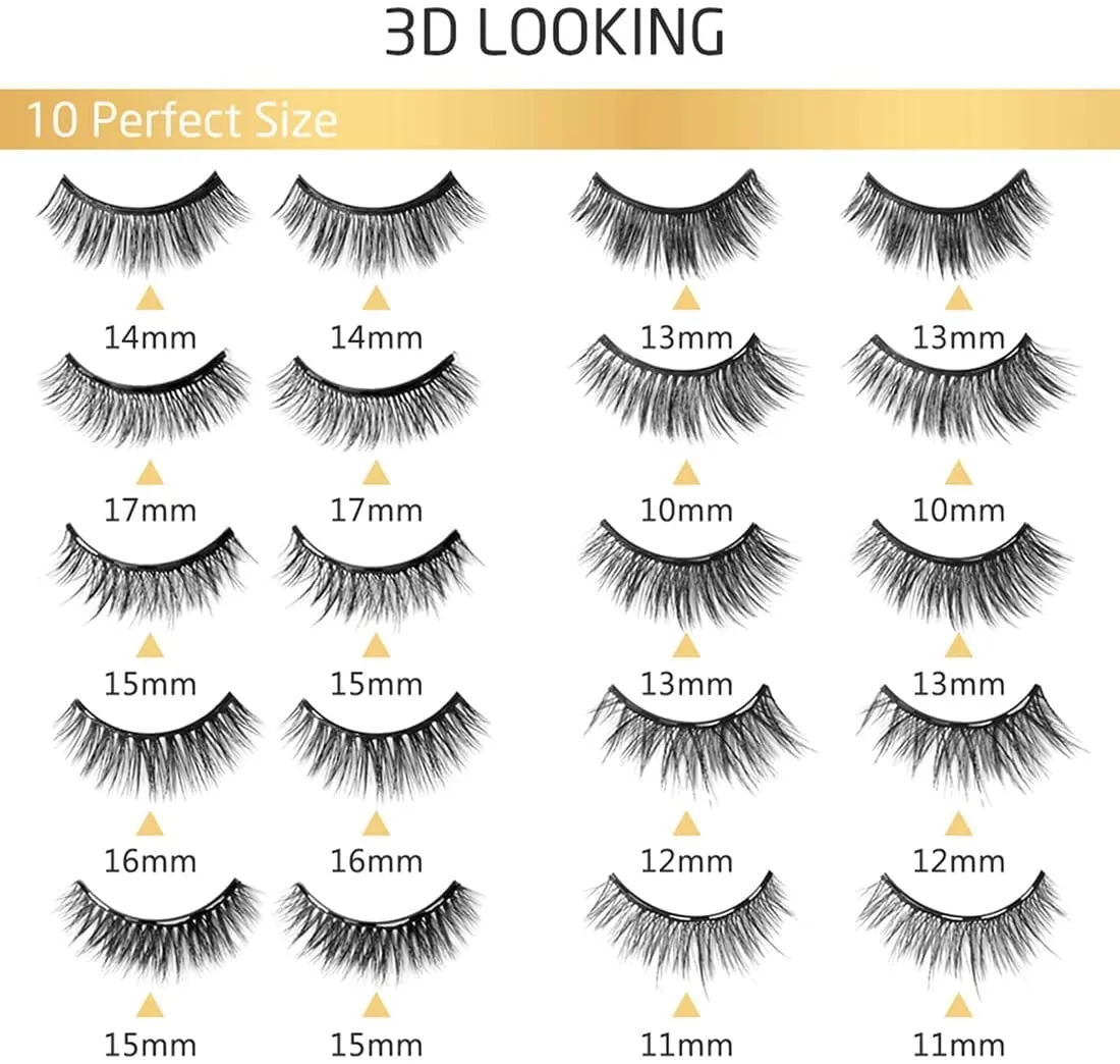 Fofosbeauty 10 Pairs Upgraded 3D 5D Magnetic Eyelashes Kit with Tweezers & 2 Tubes of Magnetic Eyeliner