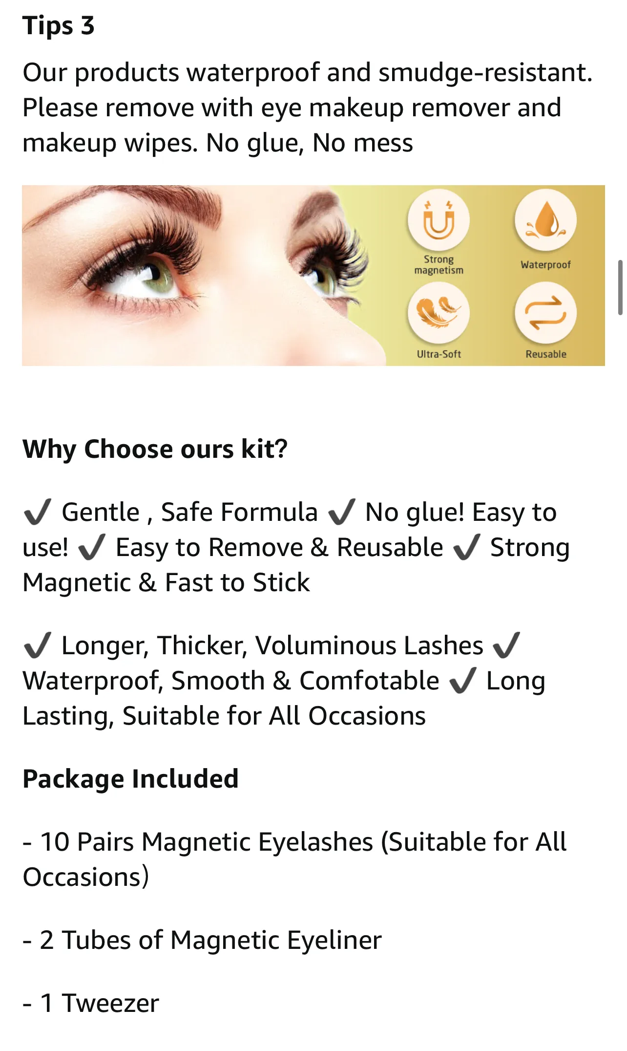 Fofosbeauty 10 Pairs Upgraded 3D 5D Magnetic Eyelashes Kit with Tweezers & 2 Tubes of Magnetic Eyeliner