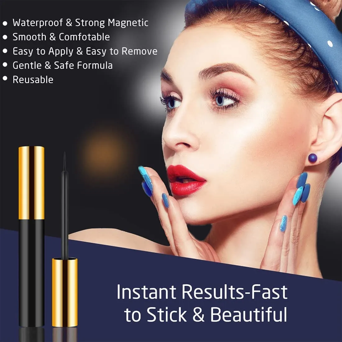 Fofosbeauty 10 Pairs Upgraded 3D 5D Magnetic Eyelashes Kit with Tweezers & 2 Tubes of Magnetic Eyeliner