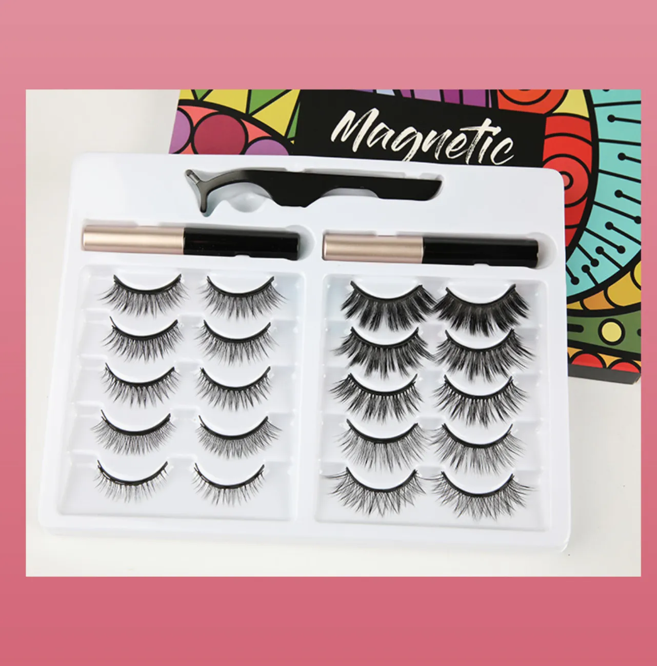 Fofosbeauty 10 Pairs Upgraded 3D 5D Magnetic Eyelashes Kit with Tweezers & 2 Tubes of Magnetic Eyeliner