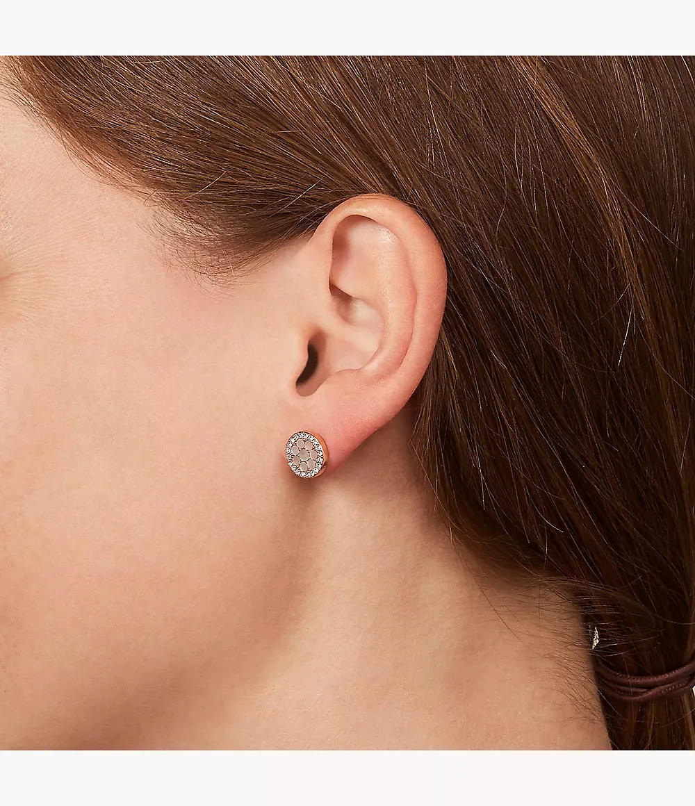 Fossil Disc Mother-of-Pearl Stud Earrings