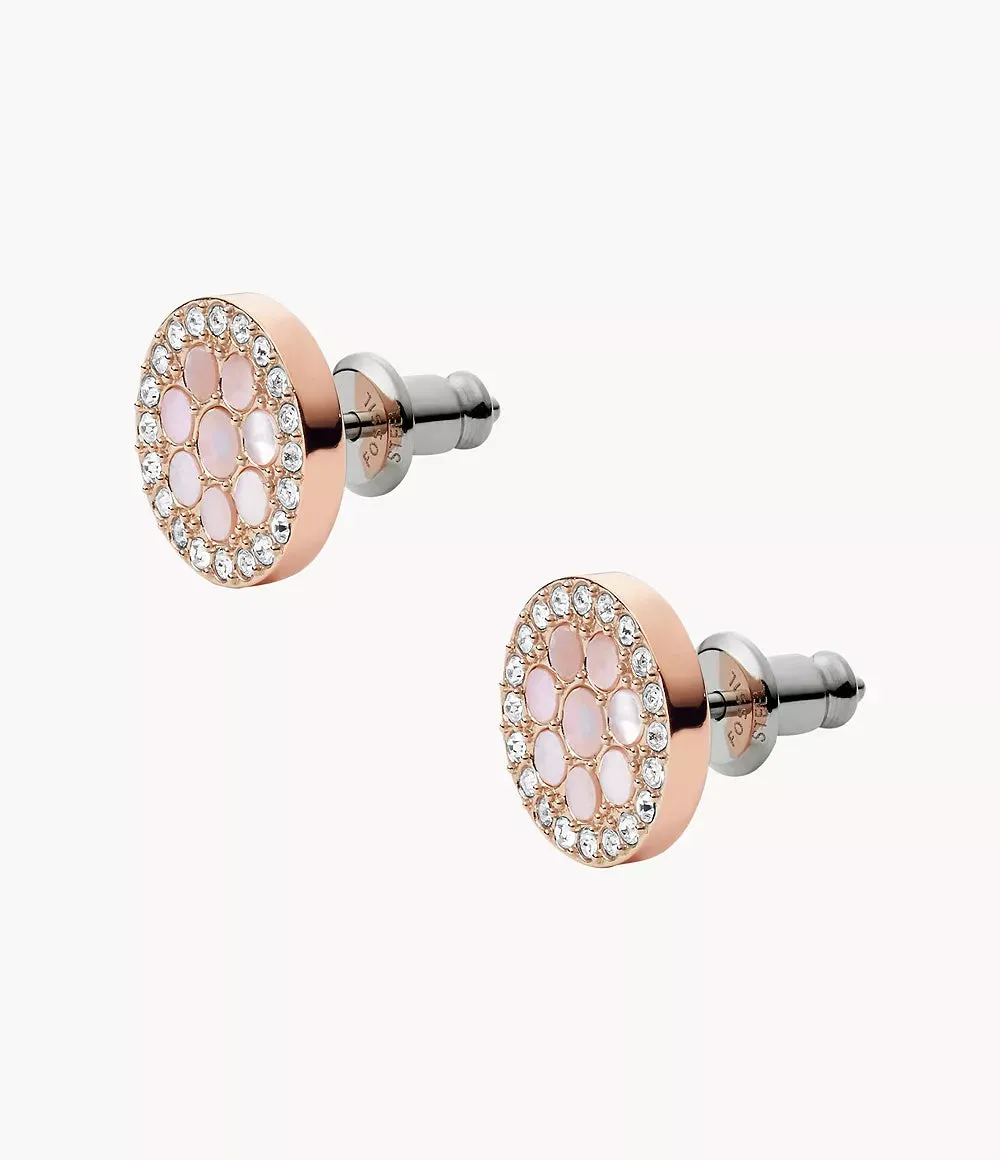 Fossil Disc Mother-of-Pearl Stud Earrings